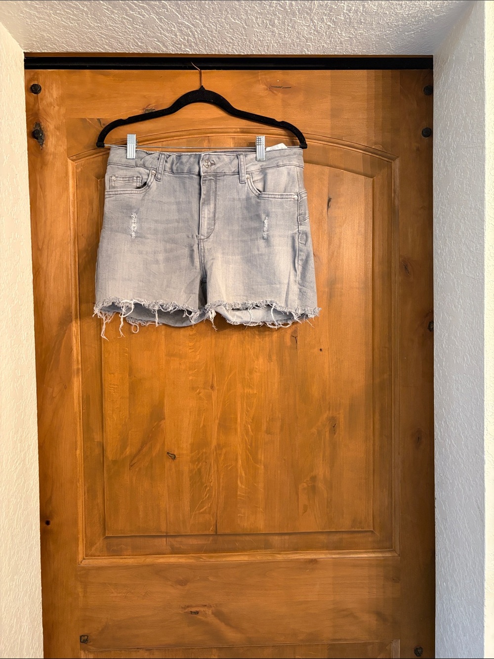 Liu Jo Light Gray Frayed Denim Shorts